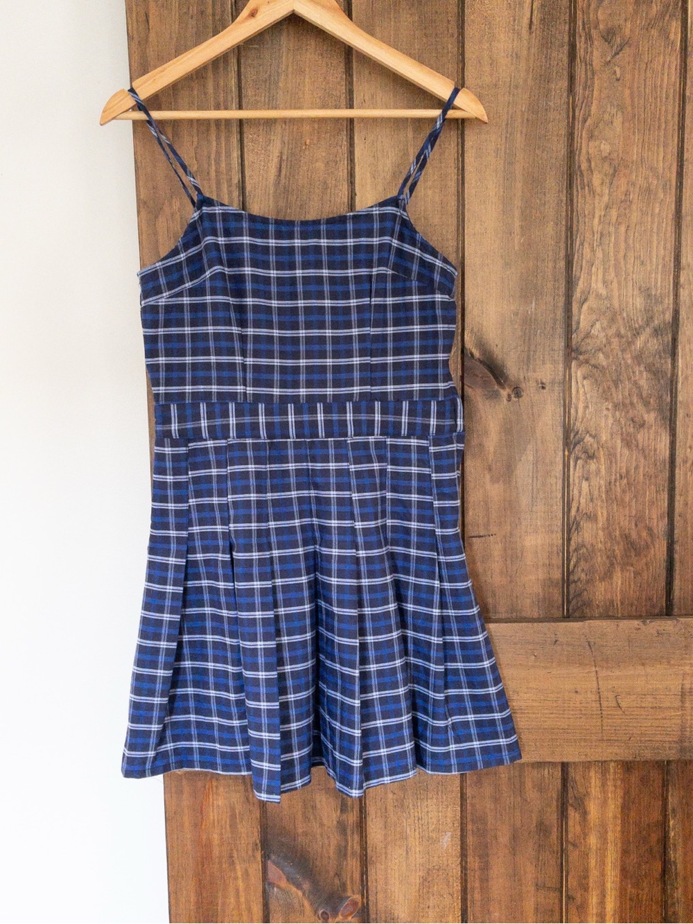 H&M Divided Tartan Plaid Camisole Pleated Mini Dress Small Preppy Academia
